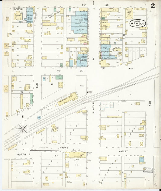 Sanborn Fire Insurance Map from Wamego, Pottawatomie County, Kansas (1896), Sheet #0002 - Historic Sanborn Fire Insurance Map Print, vintage old map wall art, antique decor, genealogy gift, Kansas Kansas map