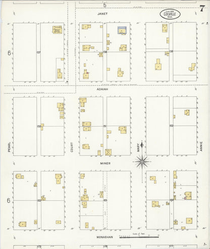 Sanborn Fire Insurance Map from Colville, Stevens County, Washington (1908), Sheet #0007 - Complete Map Set gallery image, historic Sanborn map, vintage wall art, Washington Washington