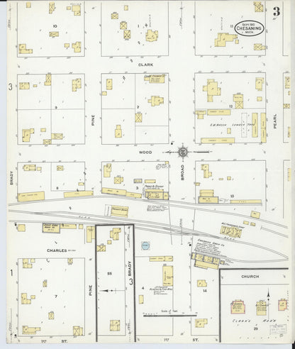Sanborn Fire Insurance Map from Chesaning, Saginaw County, Michigan (1910), Sheet #0003 - Historic Sanborn Fire Insurance Map Print, vintage old map wall art, antique decor, genealogy gift, Michigan Michigan map