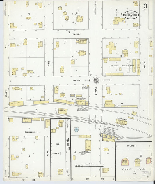 Sanborn Fire Insurance Map from Chesaning, Saginaw County, Michigan (1910), Sheet #0003 - Historic Sanborn Fire Insurance Map Print, vintage old map wall art, antique decor, genealogy gift, Michigan Michigan map