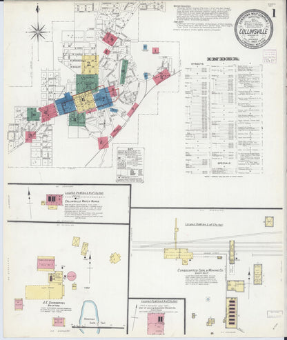 Sanborn Fire Insurance Map from Collinsville, Madison County, Illinois (1907), Sheet #0001 - Complete Map Set gallery image, historic Sanborn map, vintage wall art, Illinois Illinois