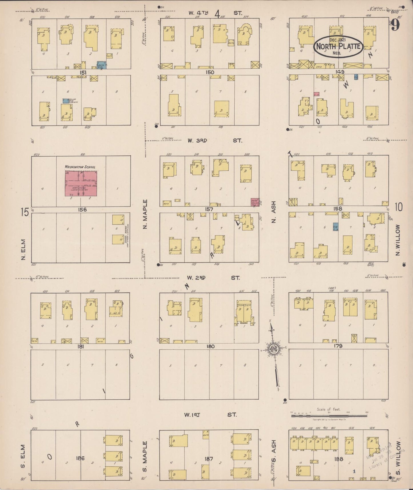 Sanborn Fire Insurance Map from North Platte, Lincoln County, Nebraska (1921), Sheet #0009 - Historic Sanborn Fire Insurance Map Print, vintage old map wall art, antique decor, genealogy gift, Nebraska Nebraska map