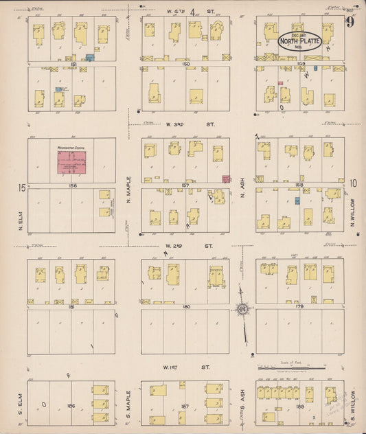 Sanborn Fire Insurance Map from North Platte, Lincoln County, Nebraska (1921), Sheet #0009 - Historic Sanborn Fire Insurance Map Print, vintage old map wall art, antique decor, genealogy gift, Nebraska Nebraska map