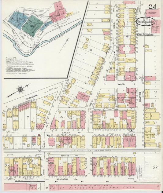 Sanborn Fire Insurance Map from Turtle Creek Valley, Allegheny County, Pennsylvania (1911), Sheet #0024 - Historic Sanborn Fire Insurance Map Print, vintage old map wall art, antique decor, genealogy gift, Pennsylvania Pennsylvania map