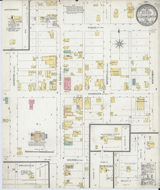 Sanborn Fire Insurance Map from Le Sueur Center, Le Sueur County, Minnesota (1902), Sheet #0001 - Historic Sanborn Fire Insurance Map Print, vintage old map wall art, antique decor, genealogy gift, Minnesota Minnesota map