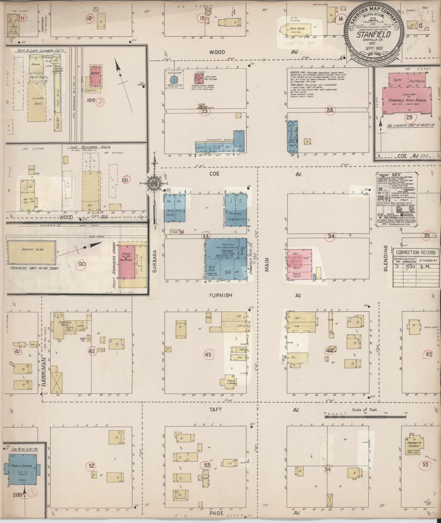 Sanborn Fire Insurance Map from Stanfield, Umatilla County, Oregon (1932), Sheet #0001 - Historic Sanborn Fire Insurance Map Print, vintage old map wall art, antique decor, genealogy gift, Oregon Oregon map