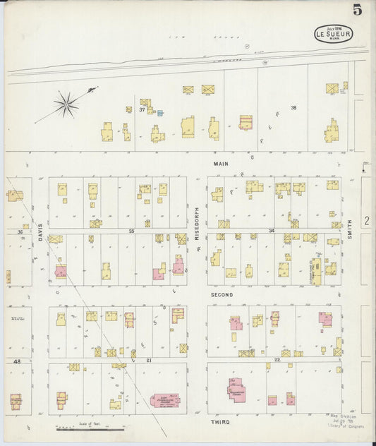 Sanborn Fire Insurance Map from Le Sueur, Le Sueur County, Minnesota (1896), Sheet #0005 - Historic Sanborn Fire Insurance Map Print, vintage old map wall art, antique decor, genealogy gift, Minnesota Minnesota map