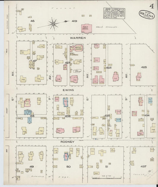 Sanborn Fire Insurance Map from Helena, Lewis and Clark County, Montana (1884), Sheet #0004 - Historic Sanborn Fire Insurance Map Print, vintage old map wall art, antique decor, genealogy gift, Montana Montana map