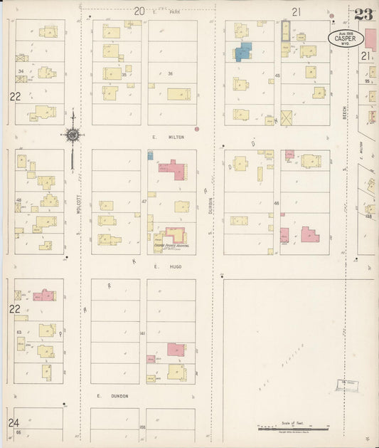 Sanborn Fire Insurance Map from Casper, Natrona County, Wyoming (1918), Sheet #0023 - Historic Sanborn Fire Insurance Map Print, vintage old map wall art, antique decor, genealogy gift, Wyoming Wyoming map