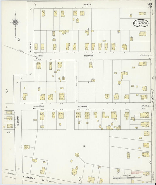 Sanborn Fire Insurance Map from Clayton, Gloucester County, New Jersey (1910), Sheet #0002 - Historic Sanborn Fire Insurance Map Print, vintage old map wall art, antique decor, genealogy gift, New Jersey New Jersey map