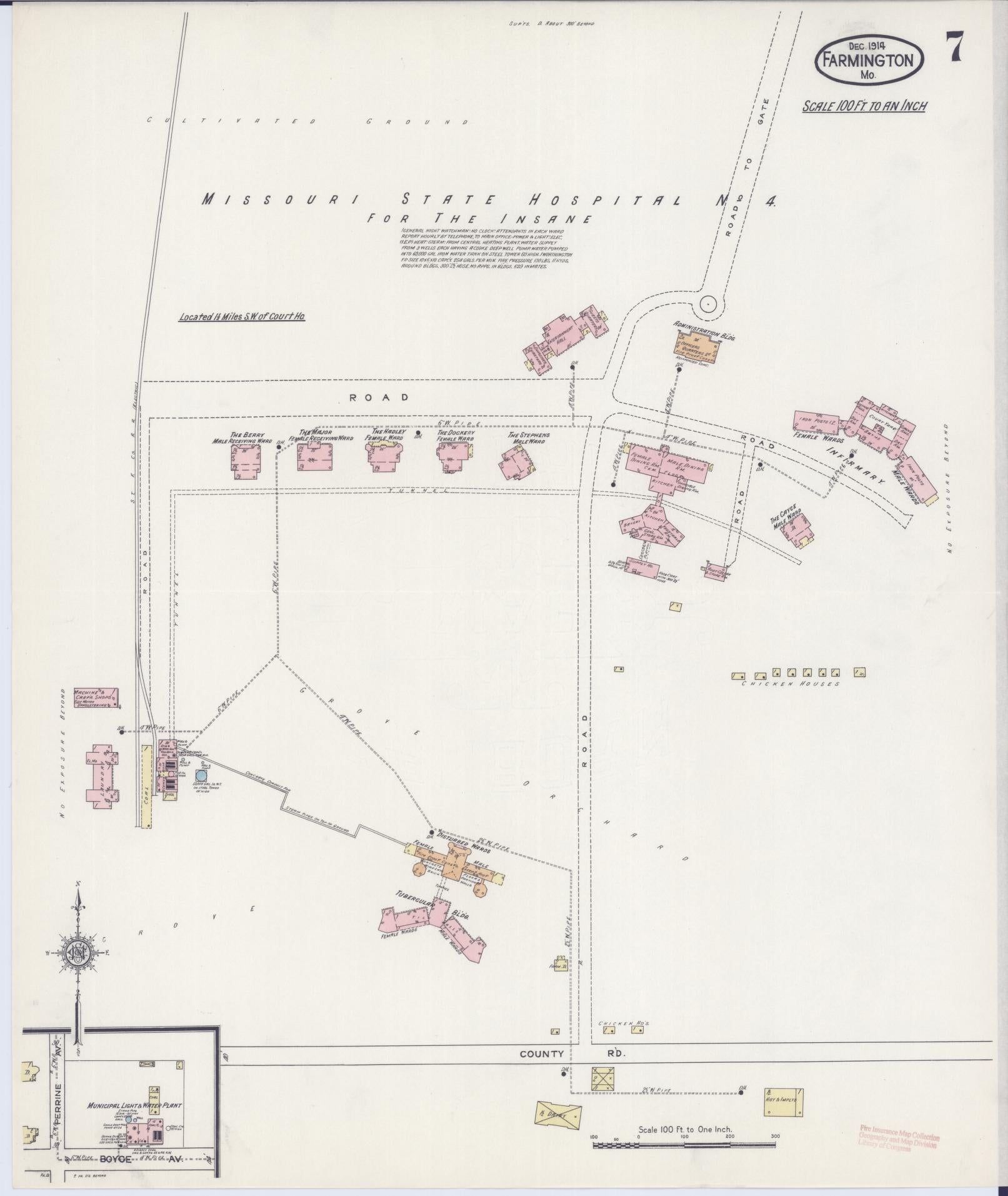 Sanborn Fire Insurance Map from Farmington, Saint Francois County, Missouri (1914), Sheet #0007 - Complete Map Set gallery image, historic Sanborn map, vintage wall art, Missouri Missouri