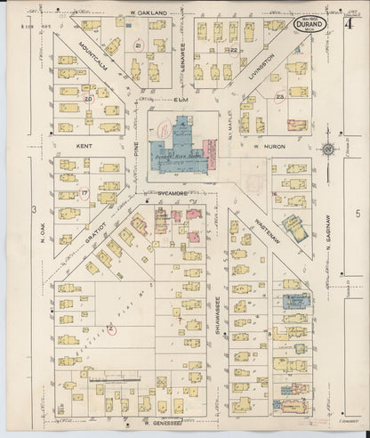 Sanborn Fire Insurance Map from Durand, Shiawassee County, Michigan (1944), Sheet #0004 - Historic Sanborn Fire Insurance Map Print, vintage old map wall art, antique decor, genealogy gift, Michigan Michigan map