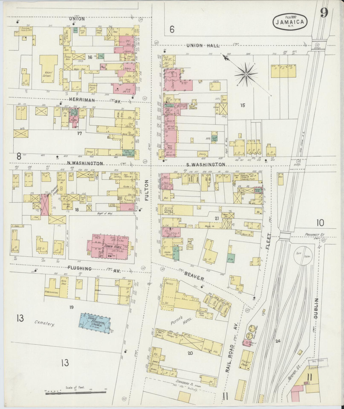 Sanborn Fire Insurance Map from Jamaica, Queens County, New York (1897), Sheet #0009 - Complete Map Set gallery image, historic Sanborn map, vintage wall art, New York New York