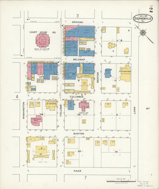 Sanborn Fire Insurance Map from Stephenville, Erath County, Texas (1921), Sheet #0002 - Historic Sanborn Fire Insurance Map Print, vintage old map wall art, antique decor, genealogy gift, Texas Texas map