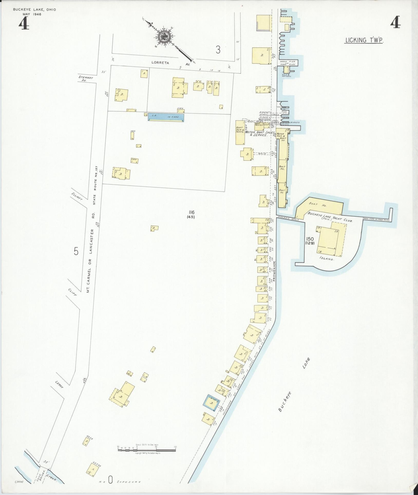 Sanborn Fire Insurance Map from Buckeye Lake, Licking County, Ohio (1946), Sheet #0004 - Complete Map Set gallery image, historic Sanborn map, vintage wall art, Ohio Ohio