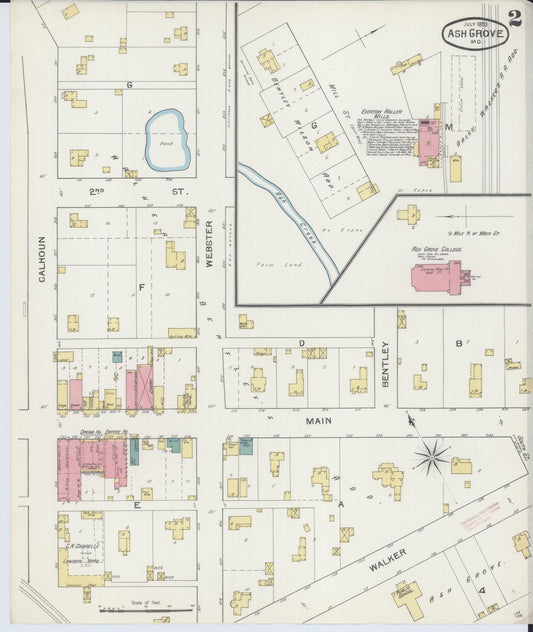 Sanborn Fire Insurance Map from Ash Grove, Greene County, Missouri (1893), Sheet #0002 - Historic Sanborn Fire Insurance Map Print, vintage old map wall art, antique decor, genealogy gift, Missouri Missouri map