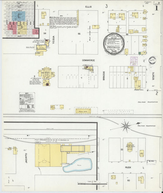 Sanborn Fire Insurance Map from Groesbeck, Limestone County, Texas (1901), Sheet #0001 - Complete Map Set gallery image, historic Sanborn map, vintage wall art, Texas Texas
