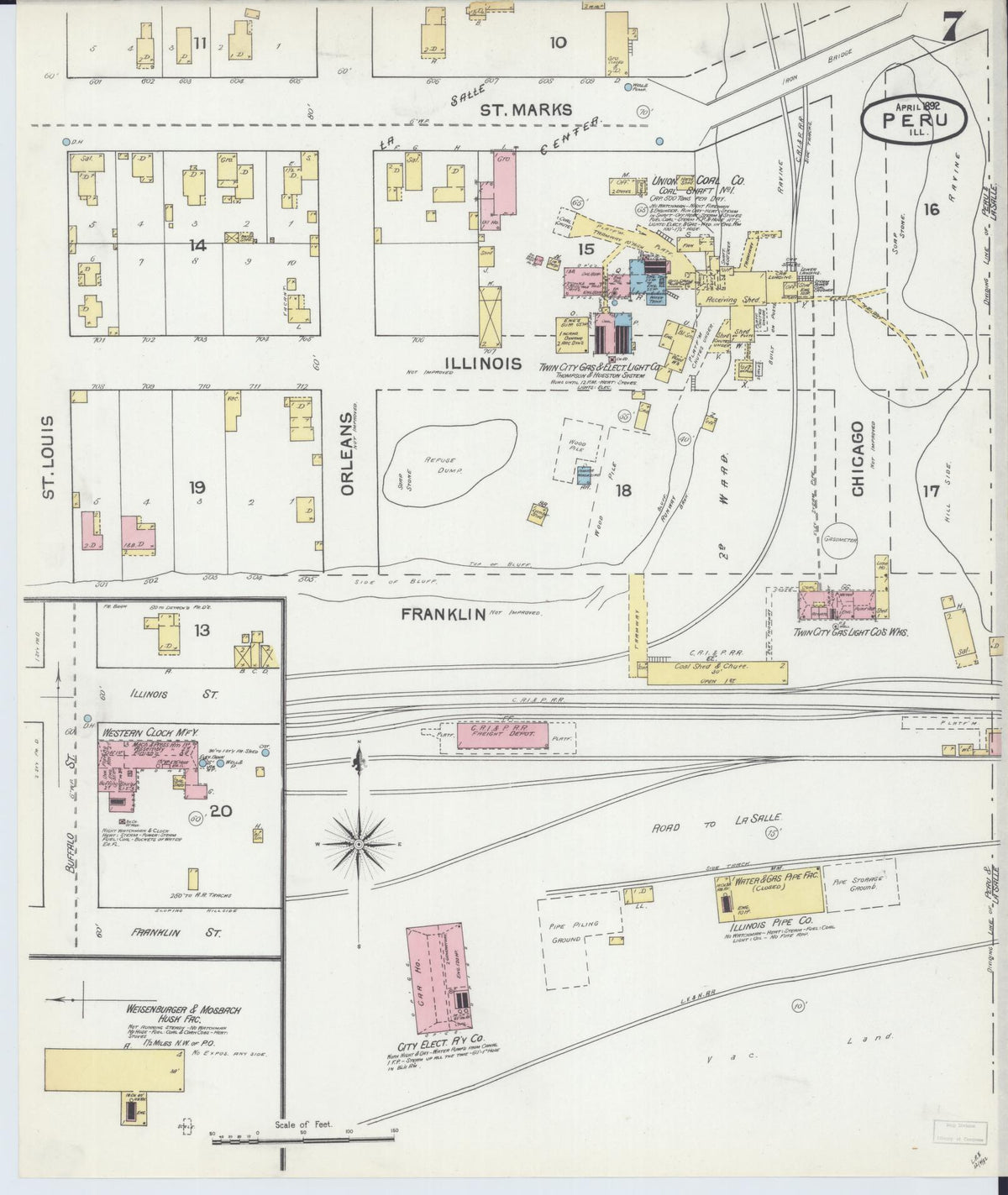 Sanborn Fire Insurance Map from Peru, La Salle County, Illinois (1892), Sheet #0007 - Complete Map Set gallery image, historic Sanborn map, vintage wall art, Illinois Illinois