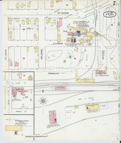 Sanborn Fire Insurance Map from Peru, La Salle County, Illinois (1892), Sheet #0007 - Complete Map Set gallery image, historic Sanborn map, vintage wall art, Illinois Illinois