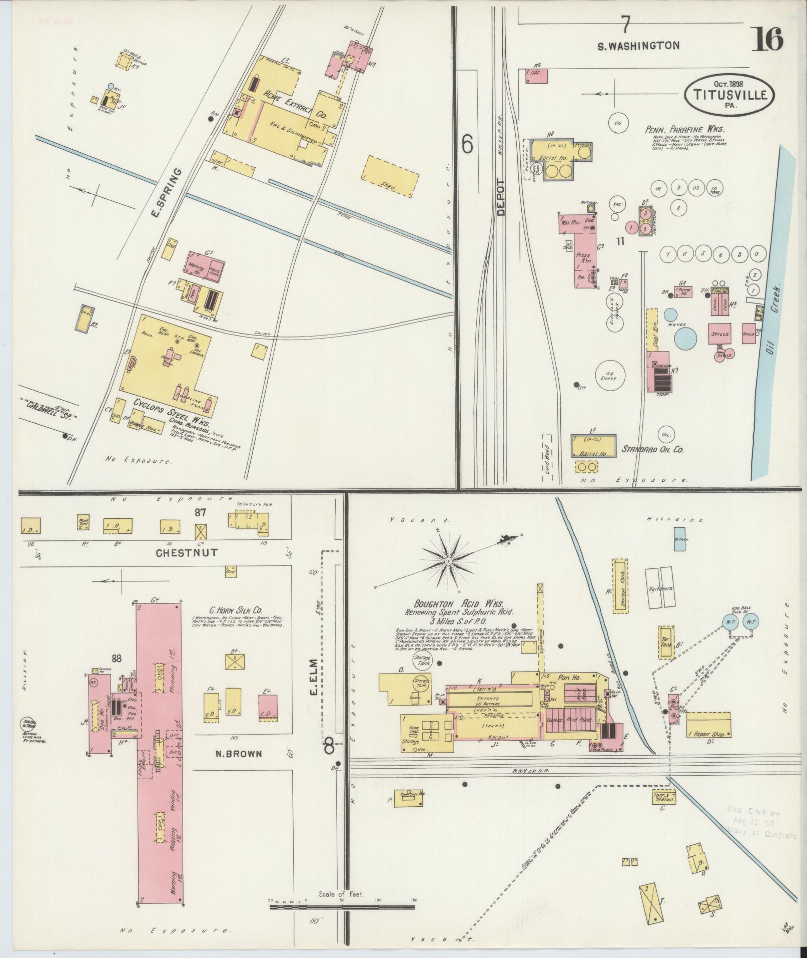 Sanborn Fire Insurance Map from Titusville, Crawford County, Pennsylvania (1898), Sheet #0016 - Complete Map Set gallery image, historic Sanborn map, vintage wall art, Pennsylvania Pennsylvania