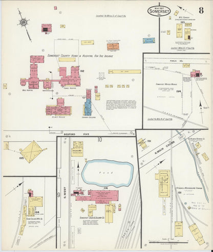 Sanborn Fire Insurance Map from Somerset, Somerset County, Pennsylvania (1917), Sheet #0008 - Historic Sanborn Fire Insurance Map Print, vintage old map wall art, antique decor, genealogy gift, Pennsylvania Pennsylvania map