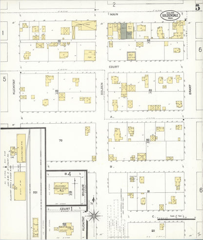 Sanborn Fire Insurance Map from Goldendale, Klickitat County, Washington (1909), Sheet #0005 - Complete Map Set gallery image, historic Sanborn map, vintage wall art, Washington Washington