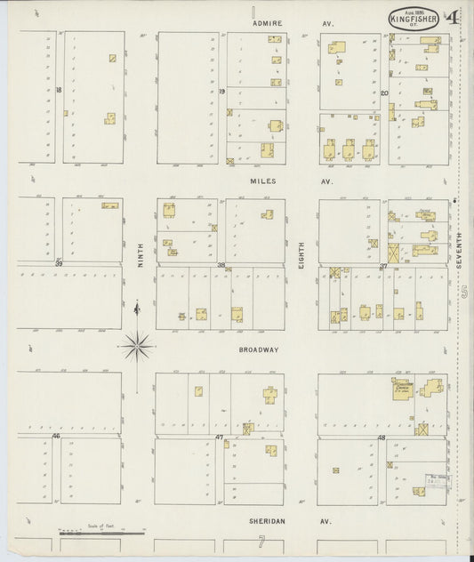 Sanborn Fire Insurance Map from Kingfisher, Kingfisher County, Oklahoma (1895), Sheet #0004 - Historic Sanborn Fire Insurance Map Print, vintage old map wall art, antique decor, genealogy gift, Oklahoma Oklahoma map