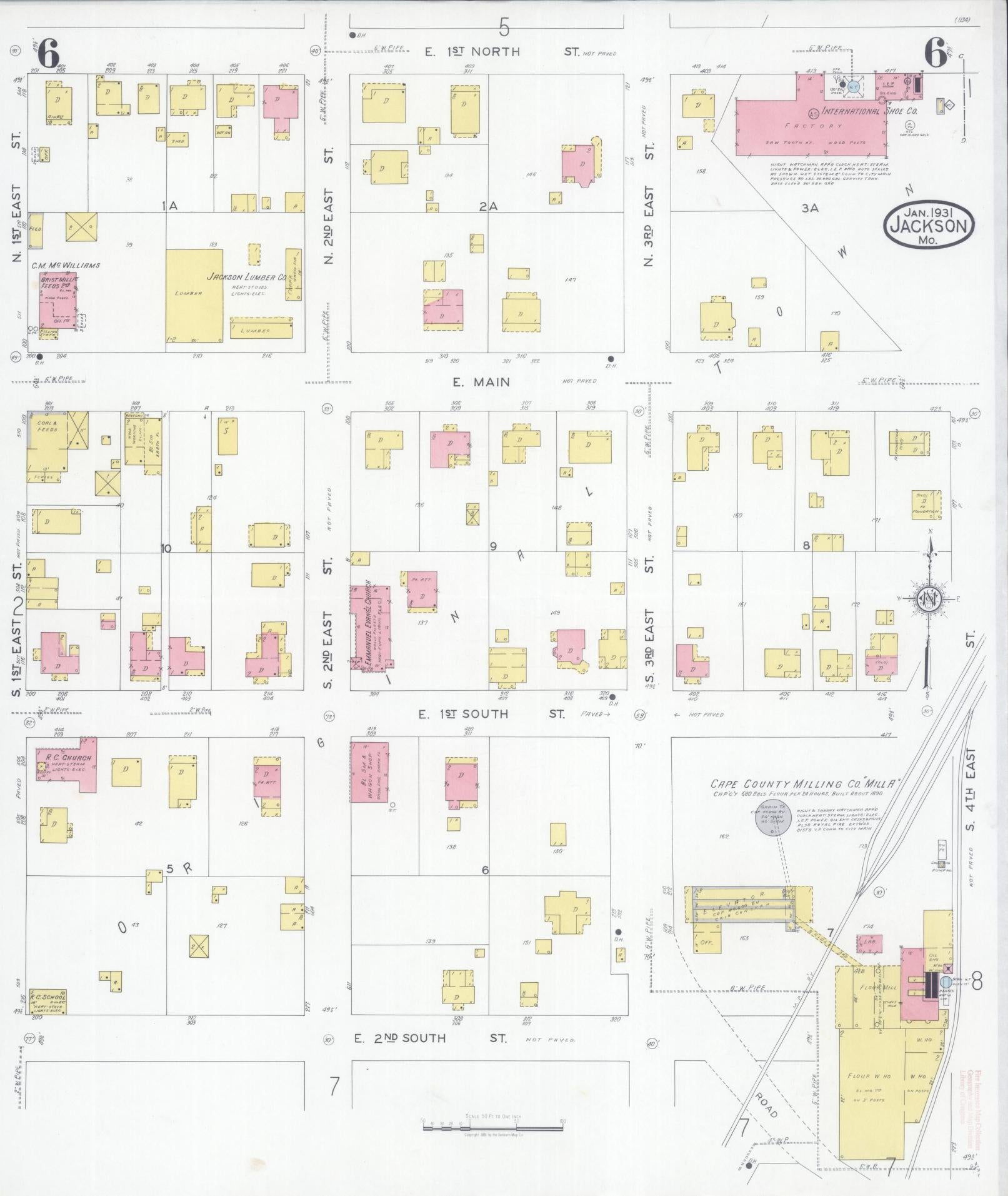Sanborn Fire Insurance Map from Jackson, Cape Girardeau County, Missouri (1931), Sheet #0006 - Complete Map Set gallery image, historic Sanborn map, vintage wall art, Missouri Missouri