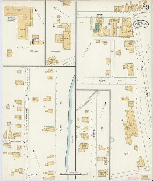 Sanborn Fire Insurance Map from York Beach, York County, Maine (1901), Sheet #0003 - Historic Sanborn Fire Insurance Map Print, vintage old map wall art, antique decor, genealogy gift, Maine Maine map