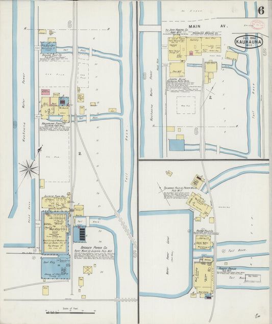 Sanborn Fire Insurance Map from Kaukauna, Outagamie County, Wisconsin (1894), Sheet #0006 - Historic Sanborn Fire Insurance Map Print, vintage old map wall art, antique decor, genealogy gift, Wisconsin Wisconsin map