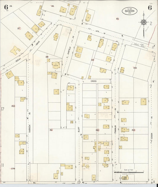 Sanborn Fire Insurance Map from Bandon, Coos County, Oregon (1931), Sheet #0006 - Historic Sanborn Fire Insurance Map Print, vintage old map wall art, antique decor, genealogy gift, Oregon Oregon map
