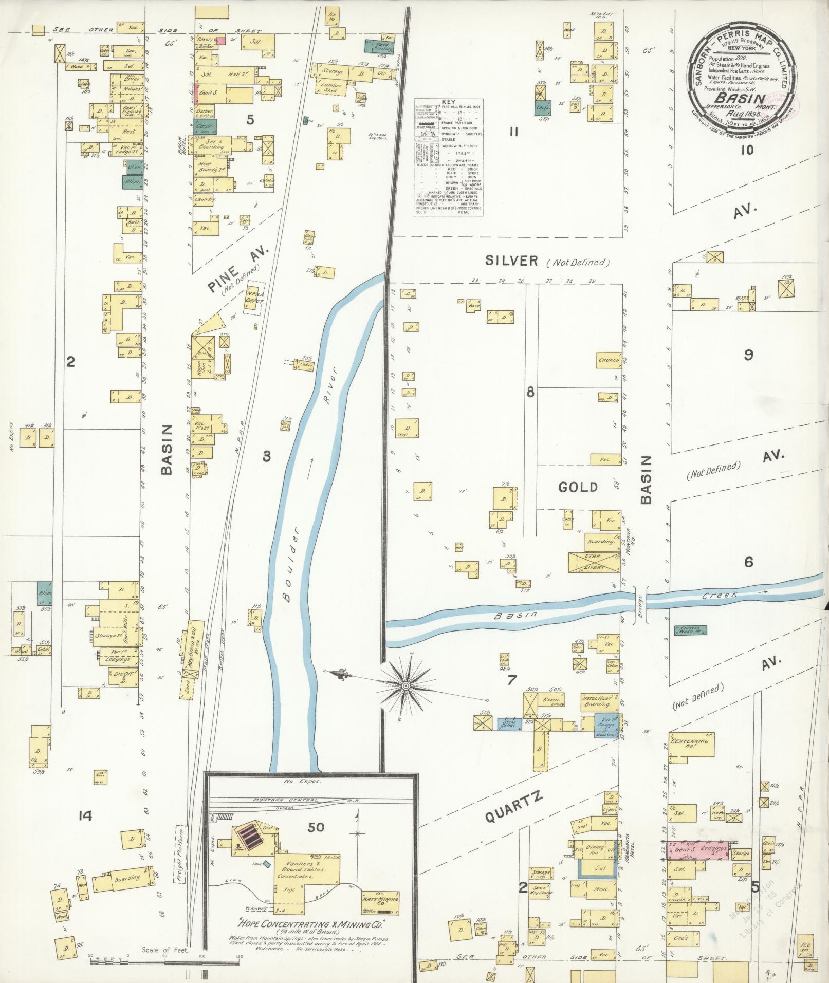 Sanborn Fire Insurance Map from Basin, Jefferson County, Montana (1896), Sheet #0001 - Historic Sanborn Fire Insurance Map Print, vintage old map wall art, antique decor, genealogy gift, Montana Montana map