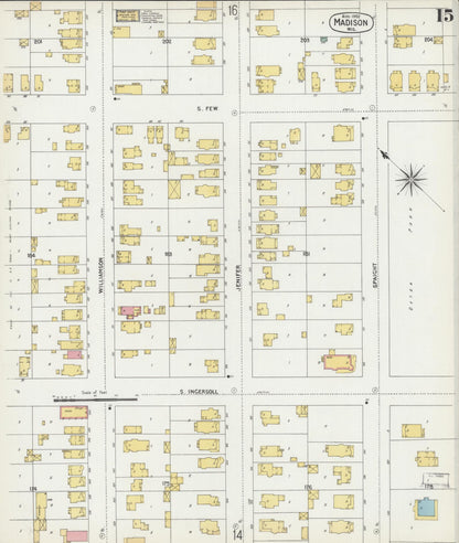 Sanborn Fire Insurance Map from Madison, Dane County, Wisconsin (1902), Sheet #0015 - Historic Sanborn Fire Insurance Map Print, vintage old map wall art, antique decor, genealogy gift, Wisconsin Wisconsin map