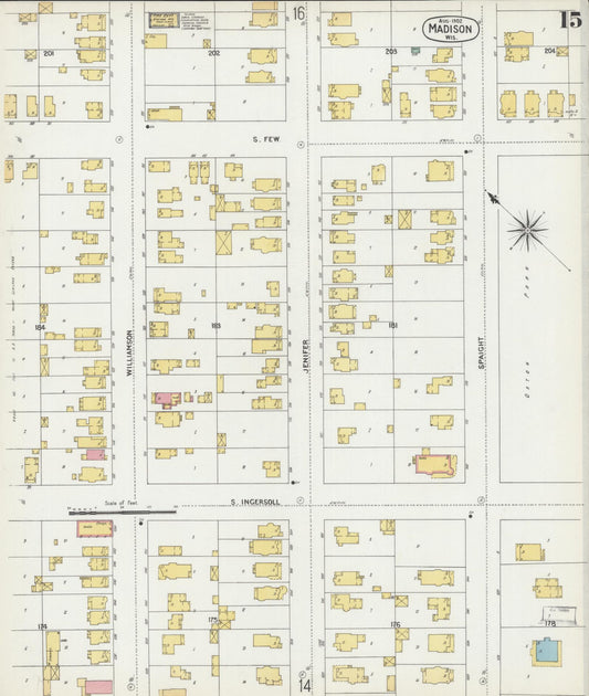 Sanborn Fire Insurance Map from Madison, Dane County, Wisconsin (1902), Sheet #0015 - Historic Sanborn Fire Insurance Map Print, vintage old map wall art, antique decor, genealogy gift, Wisconsin Wisconsin map
