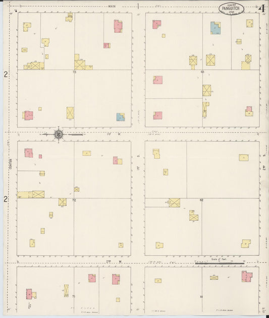Sanborn Fire Insurance Map from Panguitch, Garfield County, Utah (1917), Sheet #0004 - Historic Sanborn Fire Insurance Map Print, vintage old map wall art, antique decor, genealogy gift, Utah Utah map