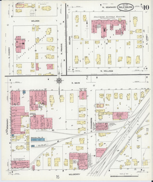 Sanborn Fire Insurance Map from Galesburg, Knox County, Illinois (1911), Sheet #0010 - Historic Sanborn Fire Insurance Map Print, vintage old map wall art, antique decor, genealogy gift, Illinois Illinois map