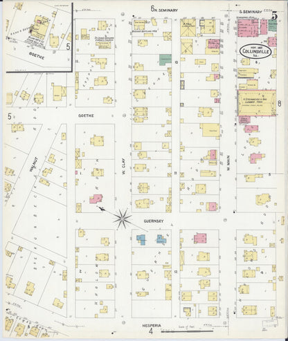 Sanborn Fire Insurance Map from Collinsville, Madison County, Illinois (1907), Sheet #0005 - Complete Map Set gallery image, historic Sanborn map, vintage wall art, Illinois Illinois