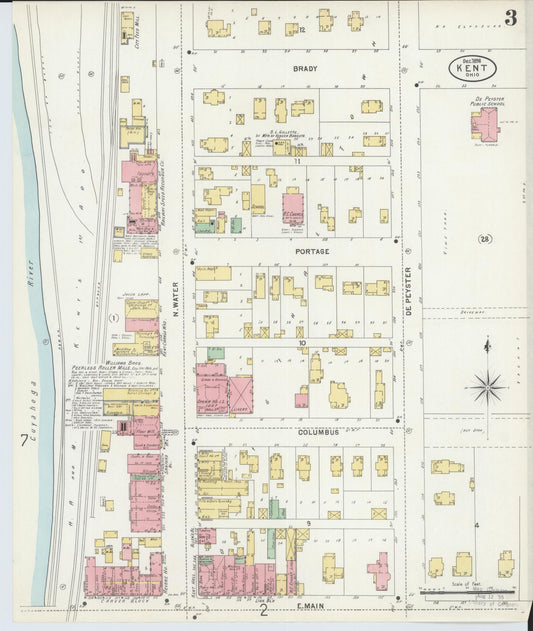 Sanborn Fire Insurance Map from Kent, Portage County, Ohio (1898), Sheet #0003 - Historic Sanborn Fire Insurance Map Print, vintage old map wall art, antique decor, genealogy gift, Ohio Ohio map