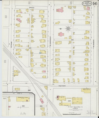 Sanborn Fire Insurance Map from Findlay, Hancock County, Ohio (1895), Sheet #0014 - Complete Map Set gallery image, historic Sanborn map, vintage wall art, Ohio Ohio