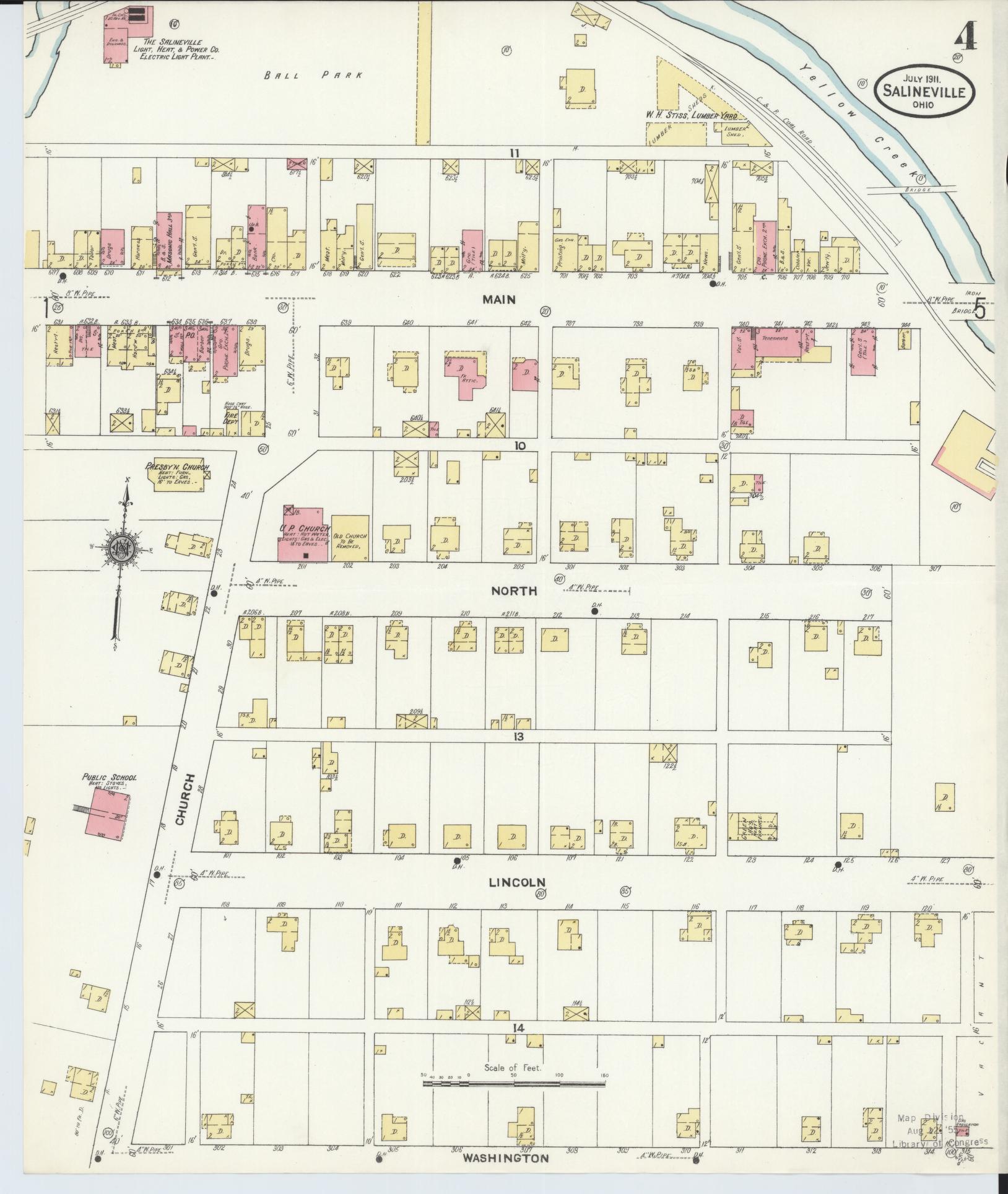 Sanborn Fire Insurance Map from Salineville, Columbiana County, Ohio (1911), Sheet #0004 - Complete Map Set gallery image, historic Sanborn map, vintage wall art, Ohio Ohio