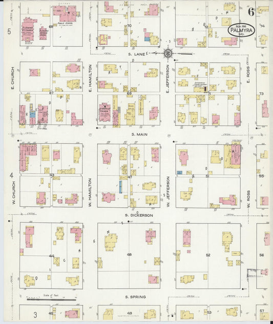 Sanborn Fire Insurance Map from Palmyra, Marion County, Missouri (1916), Sheet #0006 - Historic Sanborn Fire Insurance Map Print, vintage old map wall art, antique decor, genealogy gift, Missouri Missouri map