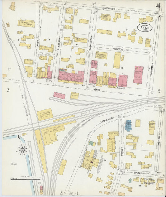 Sanborn Fire Insurance Map from Ayer, Middlesex County, Massachusetts (1902), Sheet #0004 - Historic Sanborn Fire Insurance Map Print, vintage old map wall art, antique decor, genealogy gift, Massachusetts Massachusetts map