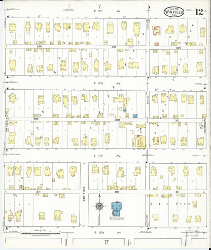 Sanborn Fire Insurance Map from Winfield, Cowley County, Kansas (1918), Sheet #0012 - Complete Map Set gallery image, historic Sanborn map, vintage wall art, Kansas Kansas