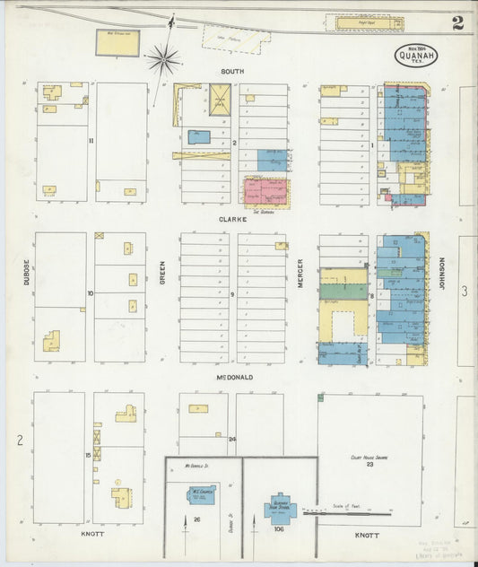 Sanborn Fire Insurance Map from Quanah, Hardeman County, Texas (1904), Sheet #0002 - Historic Sanborn Fire Insurance Map Print, vintage old map wall art, antique decor, genealogy gift, Texas Texas map