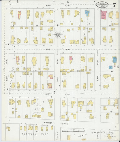 Sanborn Fire Insurance Map from Faribault, Rice County, Minnesota (1905), Sheet #0007 - Complete Map Set gallery image, historic Sanborn map, vintage wall art, Minnesota Minnesota