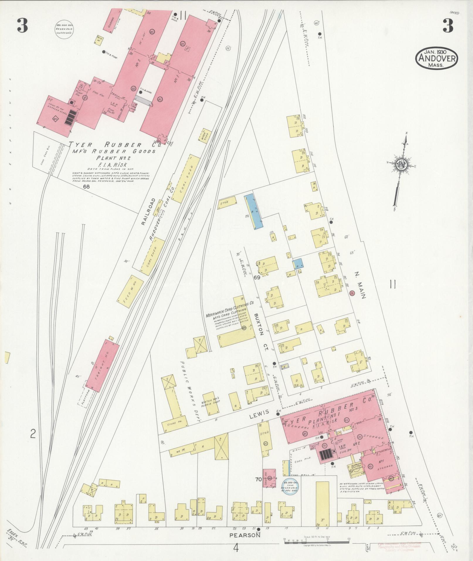 Sanborn Fire Insurance Map from Andover, Essex County, Massachusetts (1930), Sheet #0003 - Complete Map Set gallery image, historic Sanborn map, vintage wall art, Massachusetts Massachusetts