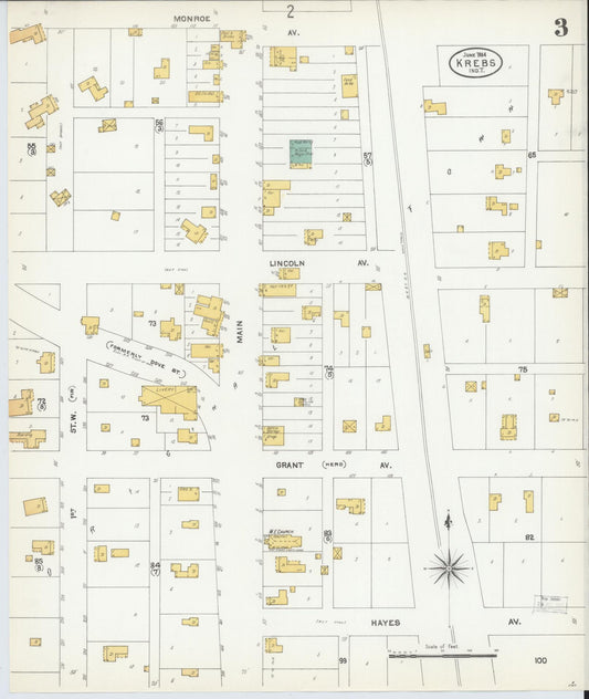 Sanborn Fire Insurance Map from Krebs, Pittsburg County, Oklahoma (1904), Sheet #0003 - Historic Sanborn Fire Insurance Map Print, vintage old map wall art, antique decor, genealogy gift, Oklahoma Oklahoma map