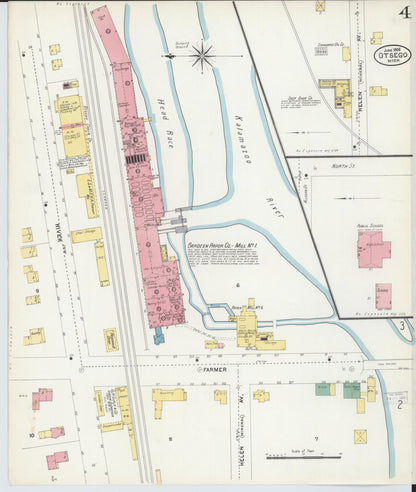 Sanborn Fire Insurance Map from Otsego, Allegan County, Michigan (1906), Sheet #0004 - Historic Sanborn Fire Insurance Map Print, vintage old map wall art, antique decor, genealogy gift, Michigan Michigan map