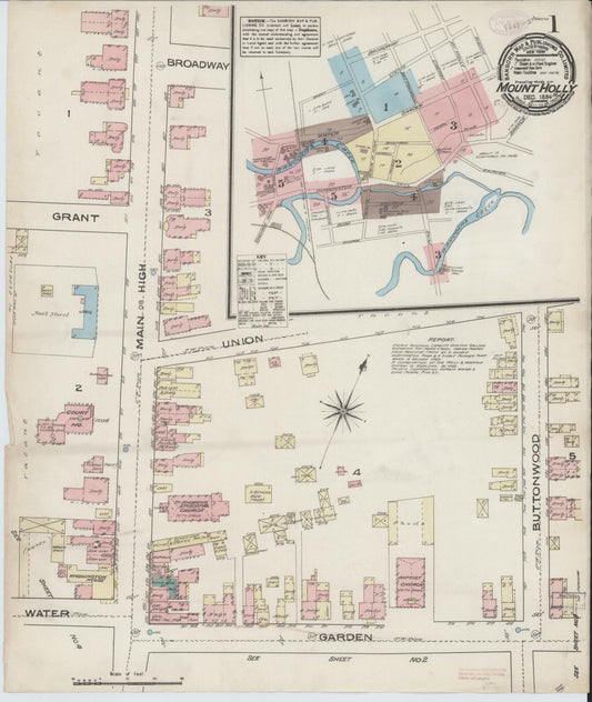 Sanborn Fire Insurance Map from Mount Holly, Burlington County, New Jersey. (1884) – Historic Sanborn Fire Insurance Map Print