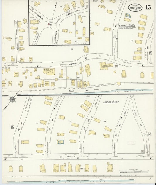 Sanborn Fire Insurance Map from Milford, New Haven County, Connecticut (1911), Sheet #0015 - Historic Sanborn Fire Insurance Map Print, vintage old map wall art, antique decor, genealogy gift, Connecticut Connecticut map